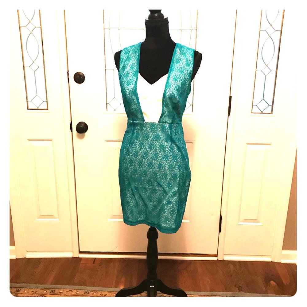 Teal and Ivory Dress